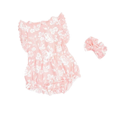 Pink Floral Bodysuit with Headband